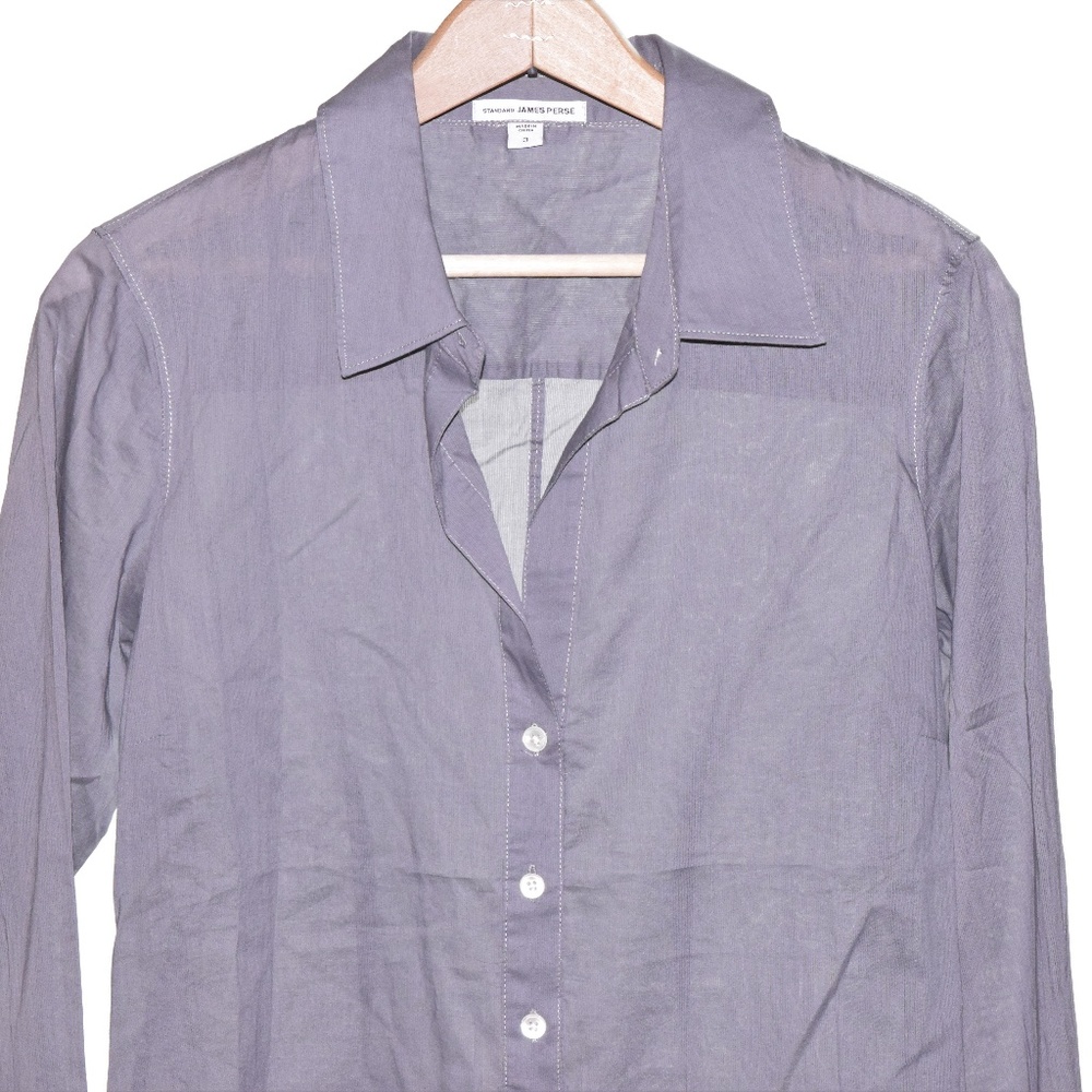 James Perse Blouse Size 3 Gray Button Front